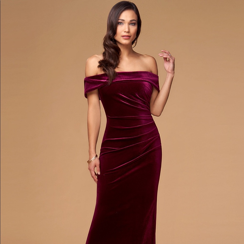 Blush Mark Sweet Thing Cabernet Velvet Maxi Dress